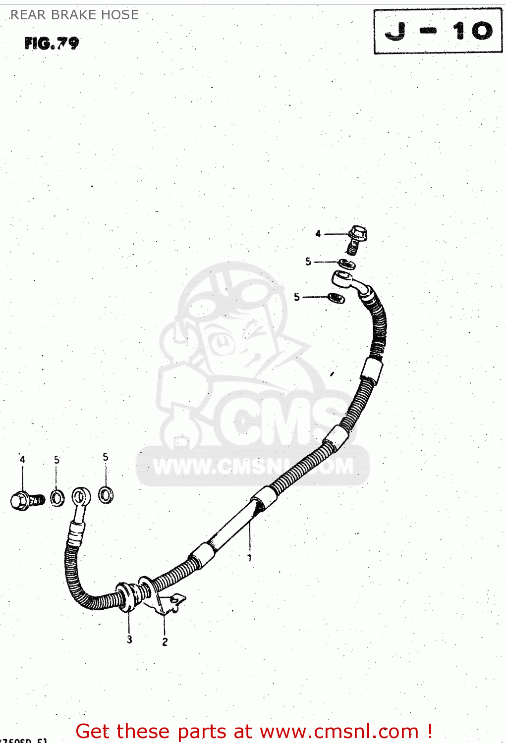 REAR BRAKE HOSE GSX750S 1983 (D) (E01 E02 E04 E06 E18 E21 E22 E24 E25 E30 34 39)