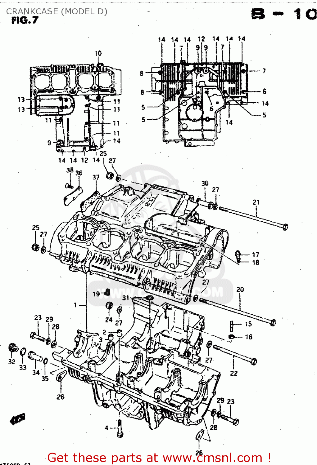 CRANKCASE (MODEL D) GSX750S 1983 (D) (E01 E02 E04 E06 E18 E21 E22 E24 E25 E30 34 39)