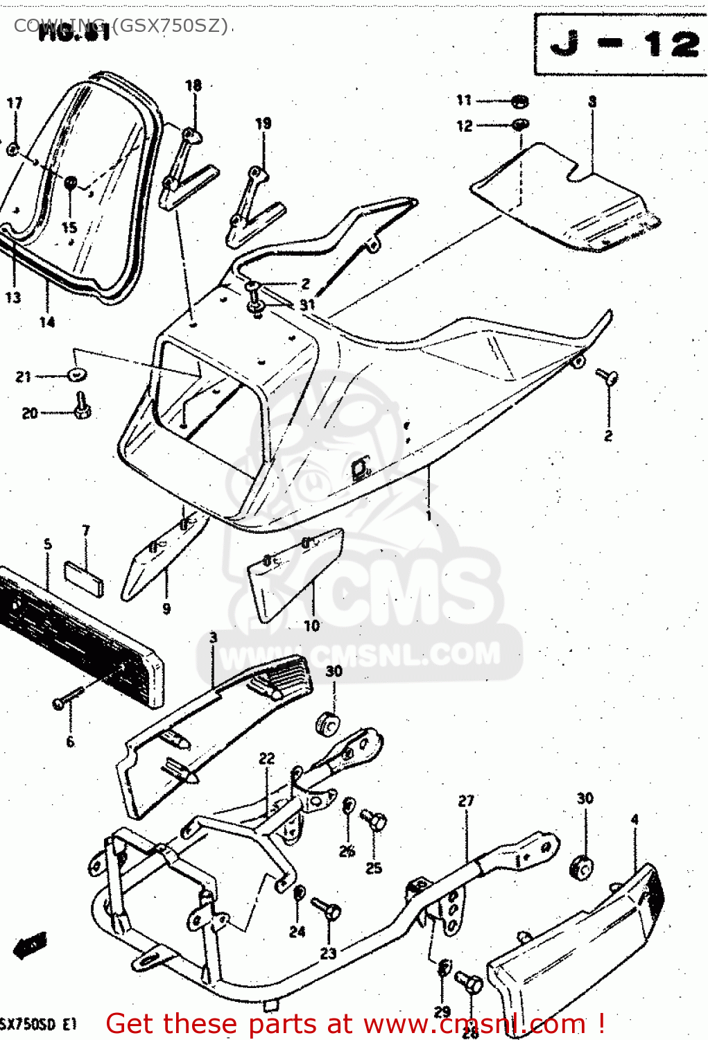 COWLING (GSX750SZ) GSX750S 1983 (D) (E01 E02 E04 E06 E18 E21 E22 E24 E25 E30 34 39)