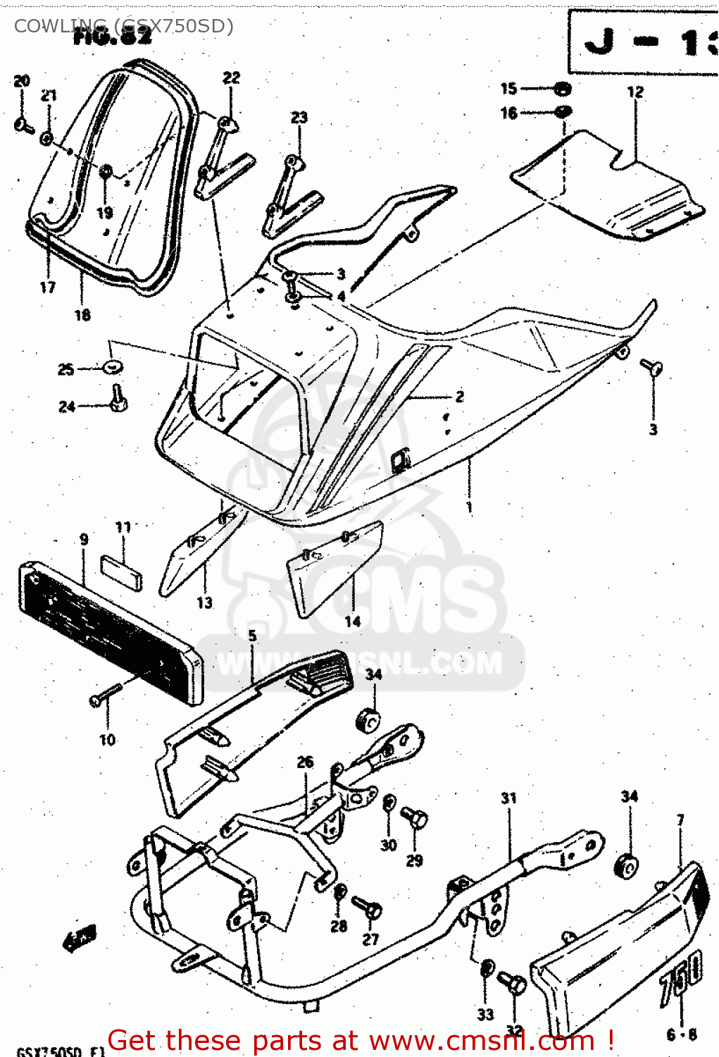 COWLING (GSX750SD) GSX750S 1983 (D) (E01 E02 E04 E06 E18 E21 E22 E24 E25 E30 34 39)
