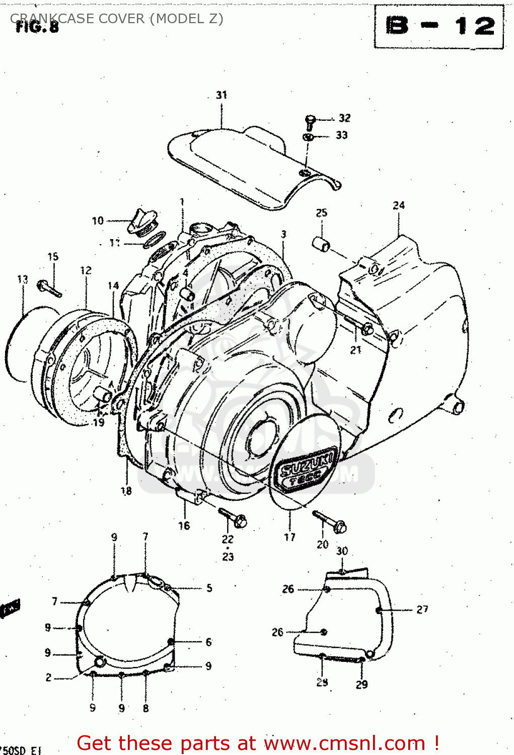CRANKCASE COVER (MODEL Z) GSX750S 1983 (D) (E01 E02 E04 E06 E18 E21 E22 E24 E25 E30 34 39)