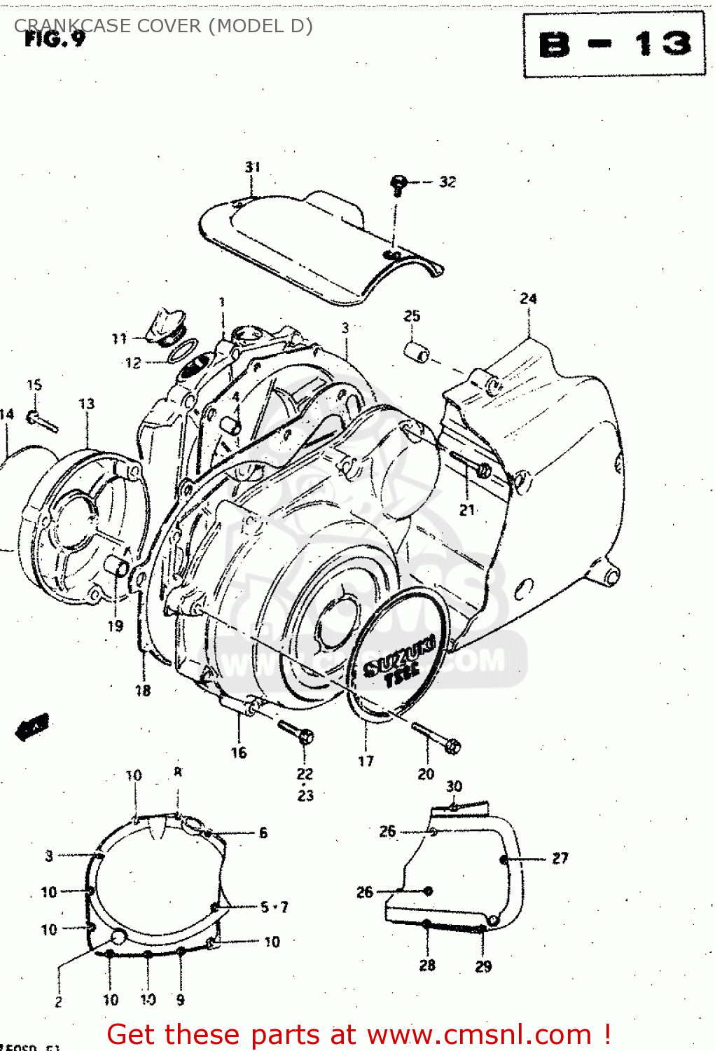 CRANKCASE COVER (MODEL D) GSX750S 1983 (D) (E01 E02 E04 E06 E18 E21 E22 E24 E25 E30 34 39)