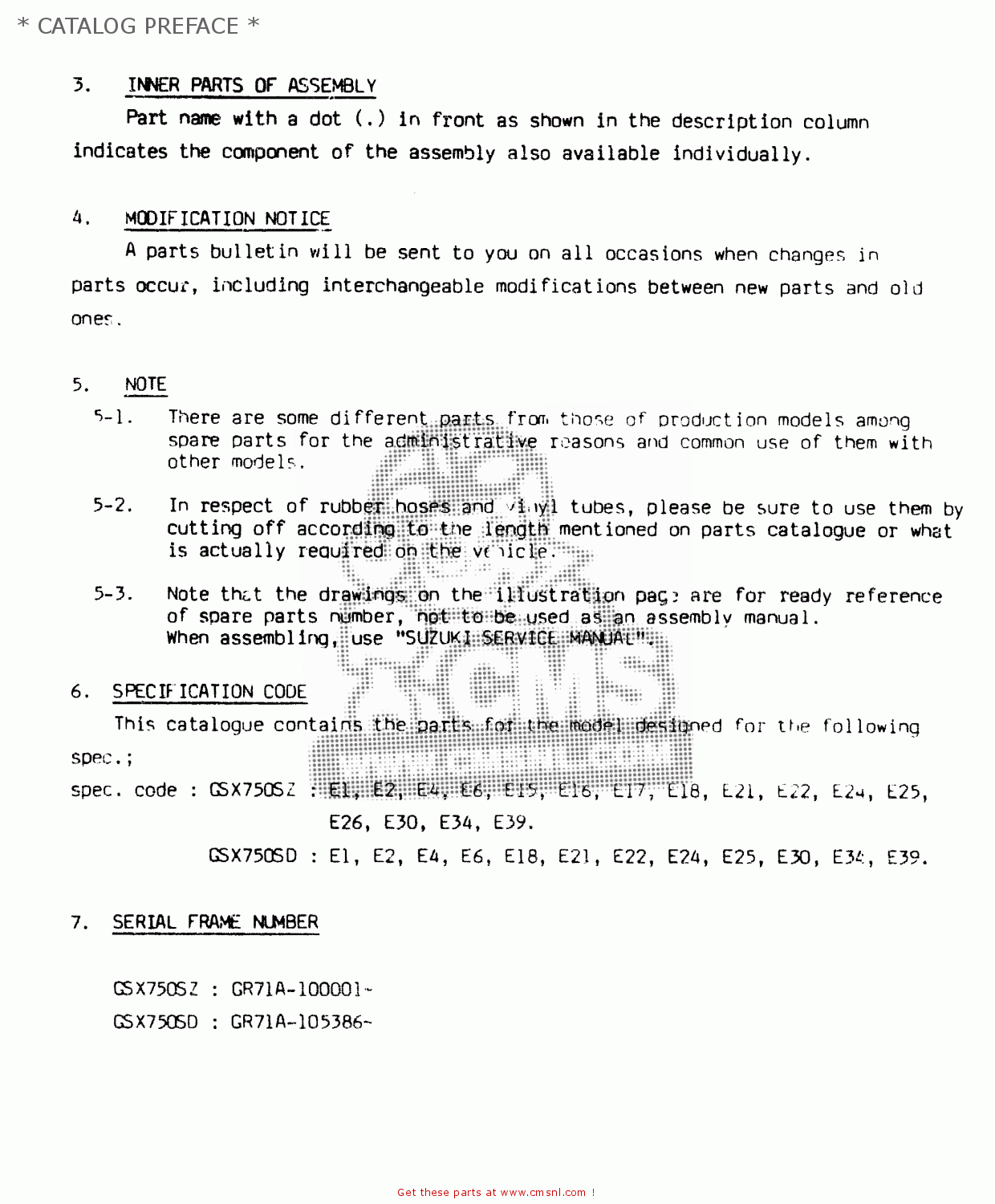 * CATALOG PREFACE * GSX750S 1983 (D) (E01 E02 E04 E06 E18 E21 E22 E24 E25 E30 34 39)
