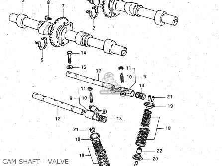 CAM SHAFT - VALVE - GSX750S 1983 (D) (E01 E02 E04 E06 E18 E21 E22 E24 E25 E30 34 39)