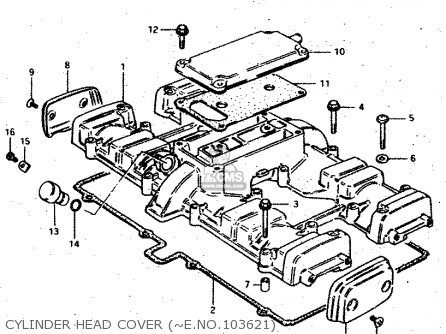 CYLINDER HEAD COVER (~E.NO.103621) - GSX750S 1983 (D) (E01 E02 E04 E06 E18 E21 E22 E24 E25 E30 34 39)
