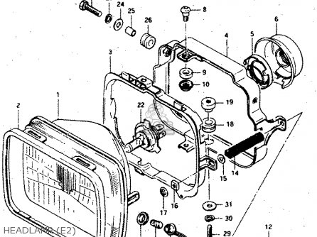 HEADLAMP (E2) - GSX750S 1983 (D) (E01 E02 E04 E06 E18 E21 E22 E24 E25 E30 34 39)