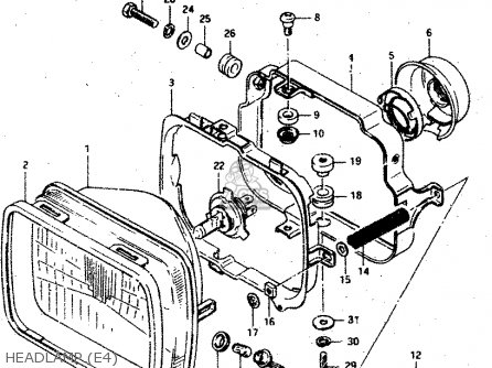 HEADLAMP (E4) - GSX750S 1983 (D) (E01 E02 E04 E06 E18 E21 E22 E24 E25 E30 34 39)
