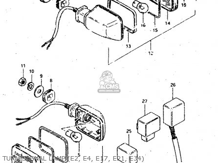 TURN SIGNAL LAMP (E2, E4, E17, E21, E34) - GSX750S 1983 (D) (E01 E02 E04 E06 E18 E21 E22 E24 E25 E30 34 39)