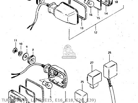 TURN SIGNAL LAMP (E15, E16, E18, E26, E39) - GSX750S 1983 (D) (E01 E02 E04 E06 E18 E21 E22 E24 E25 E30 34 39)