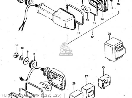 TURN SIGNAL LAMP (E22, E25) - GSX750S 1983 (D) (E01 E02 E04 E06 E18 E21 E22 E24 E25 E30 34 39)