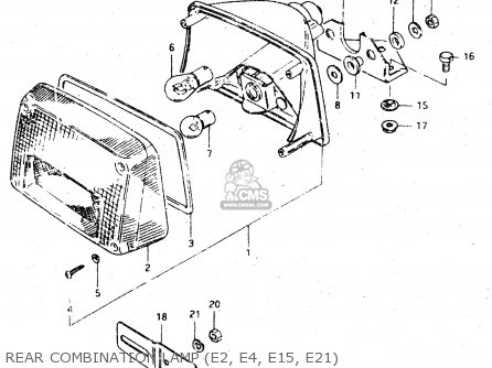 REAR COMBINATION LAMP (E2, E4, E15, E21) - GSX750S 1983 (D) (E01 E02 E04 E06 E18 E21 E22 E24 E25 E30 34 39)