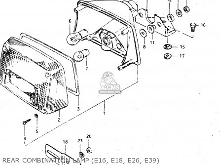 REAR COMBINATION LAMP (E16, E18, E26, E39) - GSX750S 1983 (D) (E01 E02 E04 E06 E18 E21 E22 E24 E25 E30 34 39)