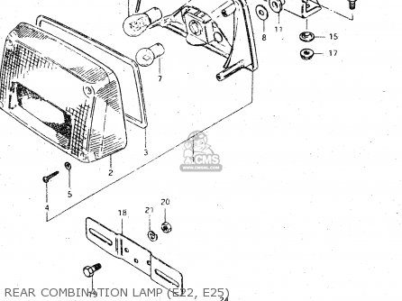 REAR COMBINATION LAMP (E22, E25) - GSX750S 1983 (D) (E01 E02 E04 E06 E18 E21 E22 E24 E25 E30 34 39)