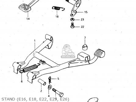 STAND (E16, E18, E22, E25, E26) - GSX750S 1983 (D) (E01 E02 E04 E06 E18 E21 E22 E24 E25 E30 34 39)