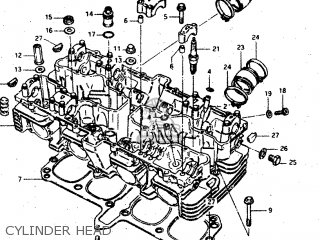 CYLINDER HEAD - GSX750S 1983 (D) (E01 E02 E04 E06 E18 E21 E22 E24 E25 E30 34 39)