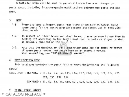 * CATALOG PREFACE * - GSX750S 1983 (D) (E01 E02 E04 E06 E18 E21 E22 E24 E25 E30 34 39)