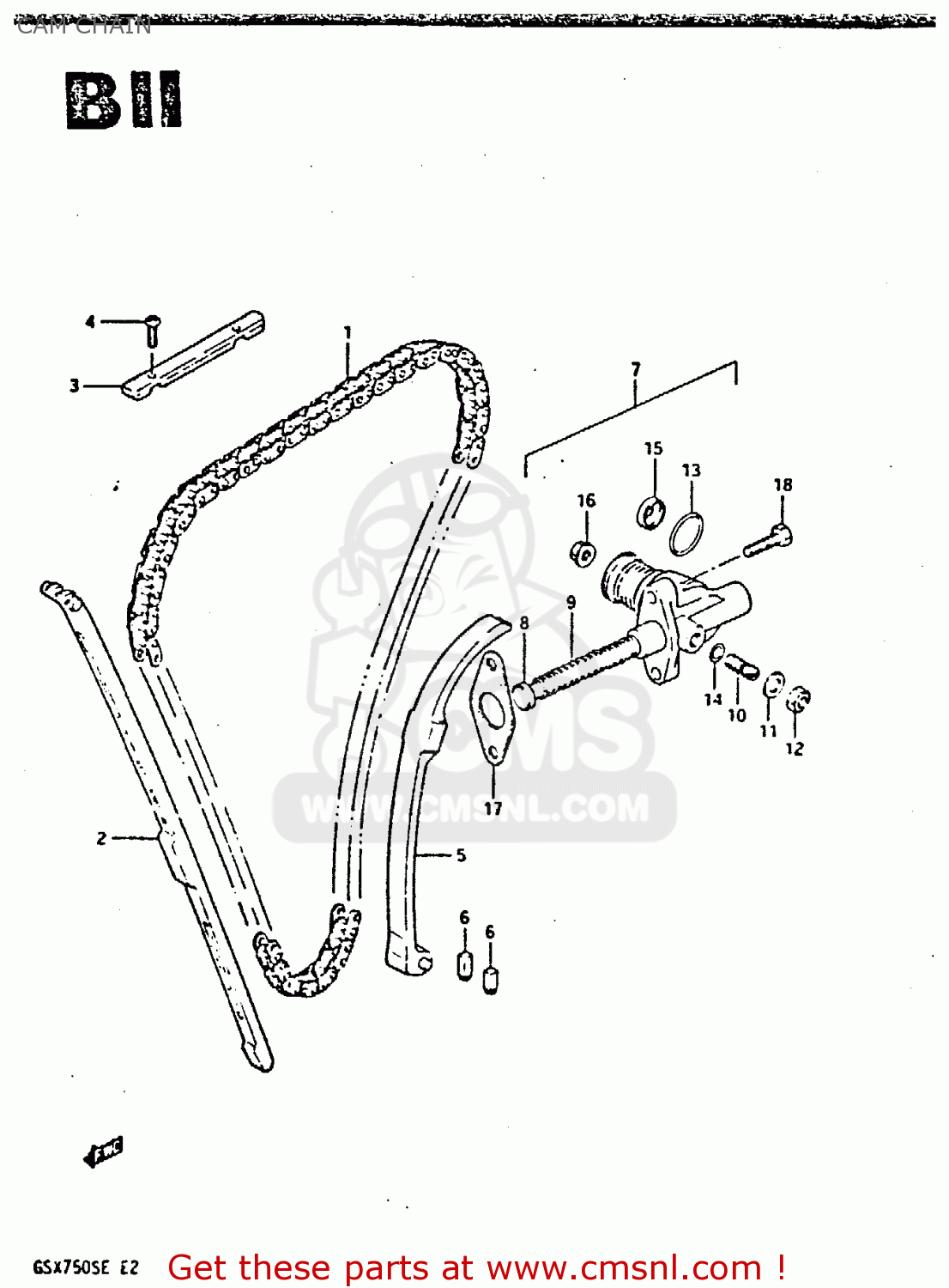 CAM CHAIN GSX750S 1984 (E) UNITED KINGDOM (E02)