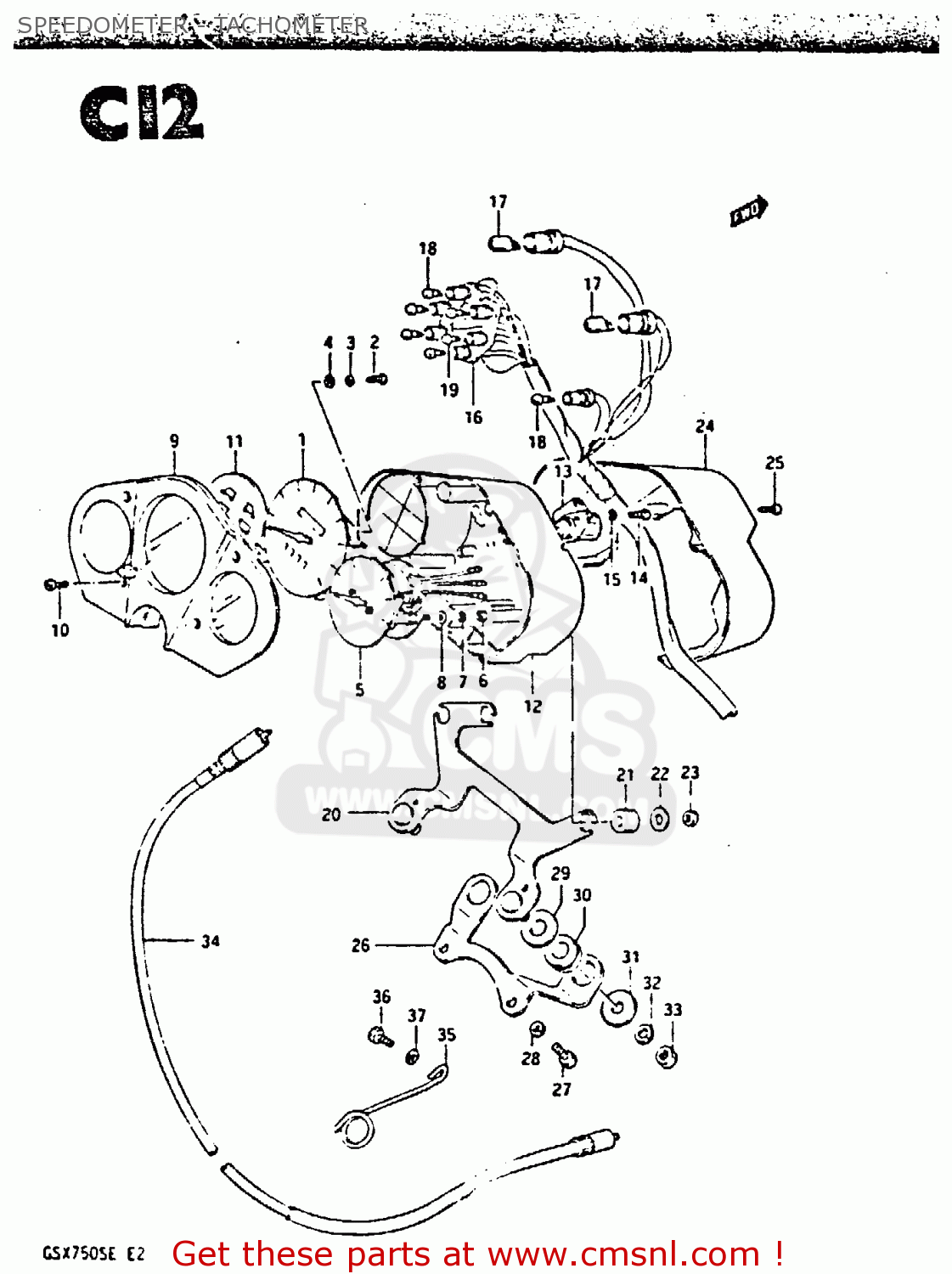 SPEEDOMETER - TACHOMETER GSX750S 1984 (E) UNITED KINGDOM (E02)
