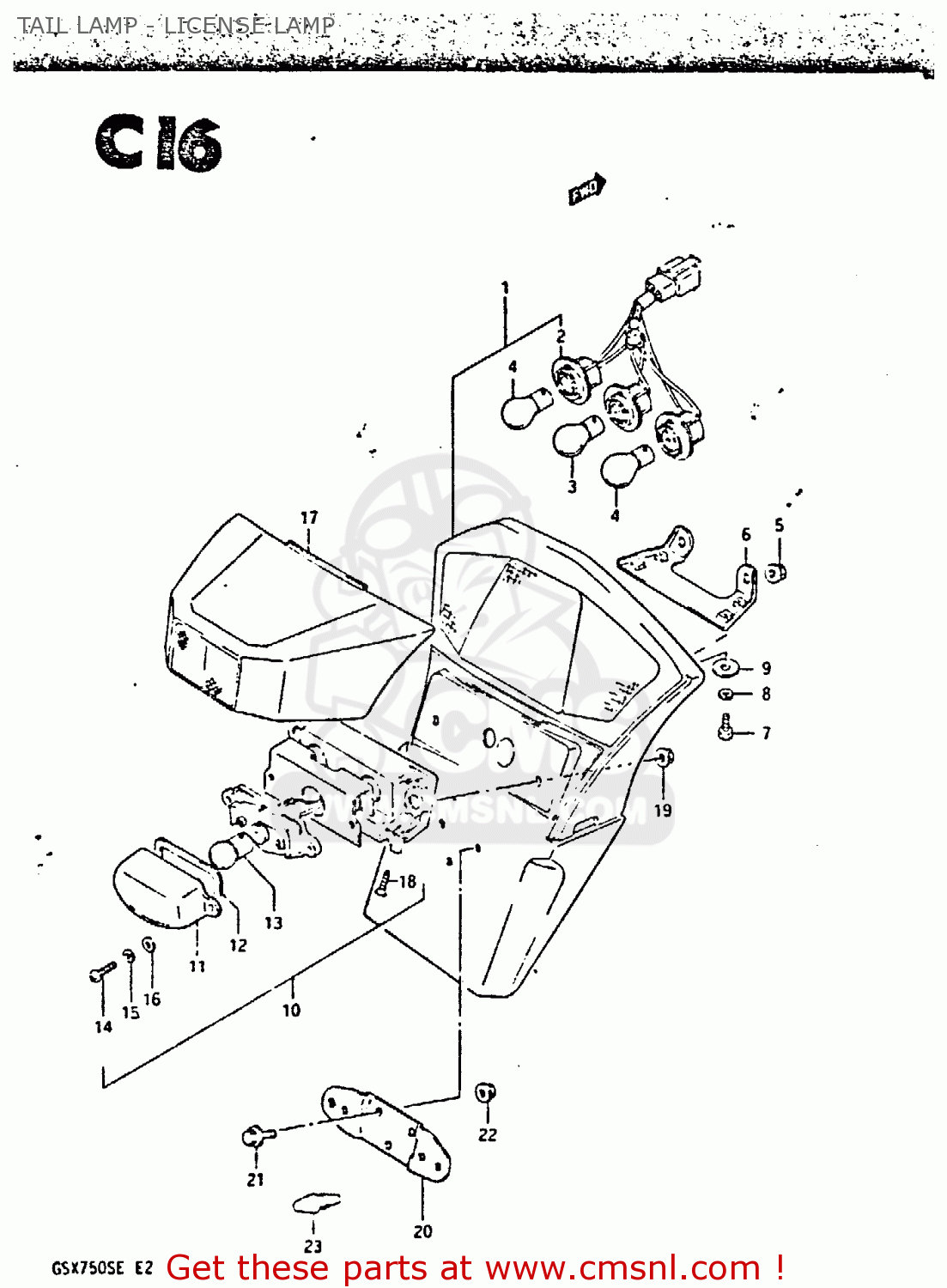 TAIL LAMP - LICENSE LAMP GSX750S 1984 (E) UNITED KINGDOM (E02)