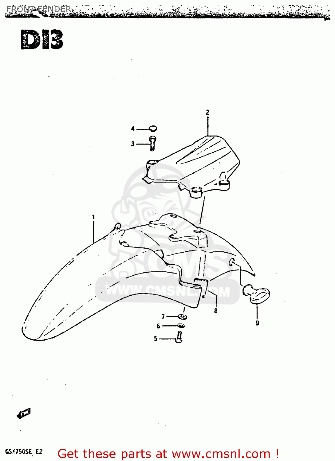 FRONT FENDER GSX750S 1984 (E) UNITED KINGDOM (E02)