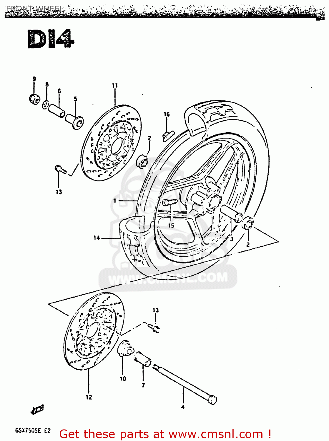 FRONT WHEEL GSX750S 1984 (E) UNITED KINGDOM (E02)