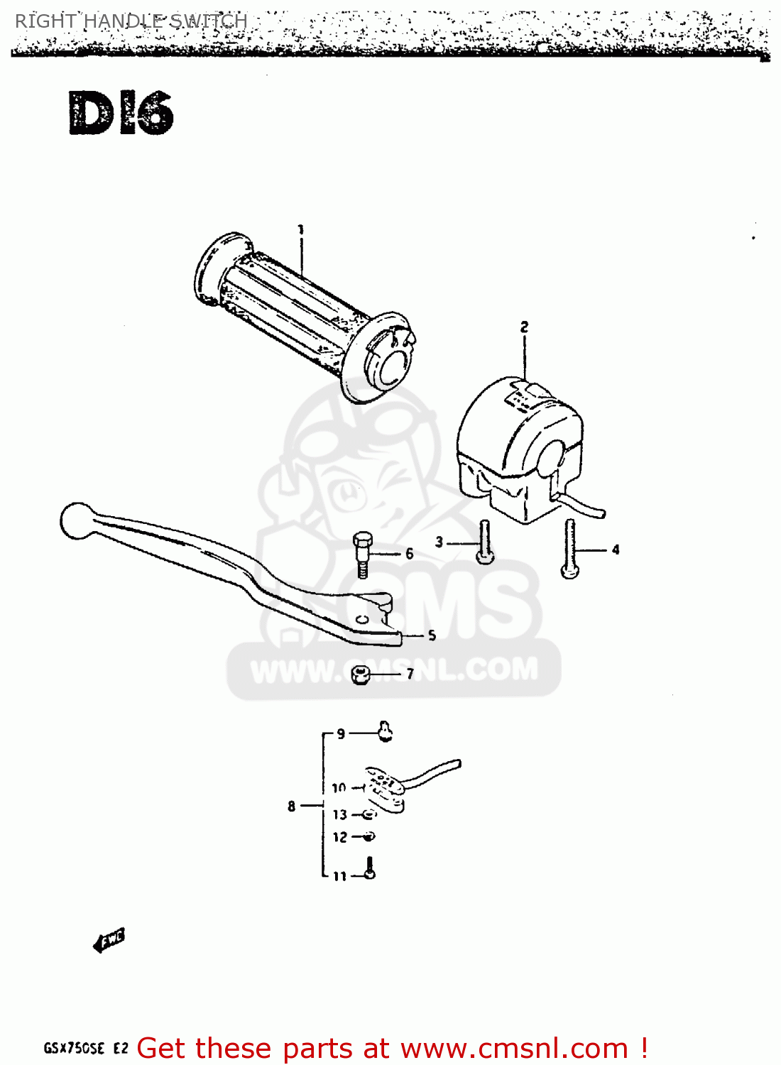 RIGHT HANDLE SWITCH GSX750S 1984 (E) UNITED KINGDOM (E02)