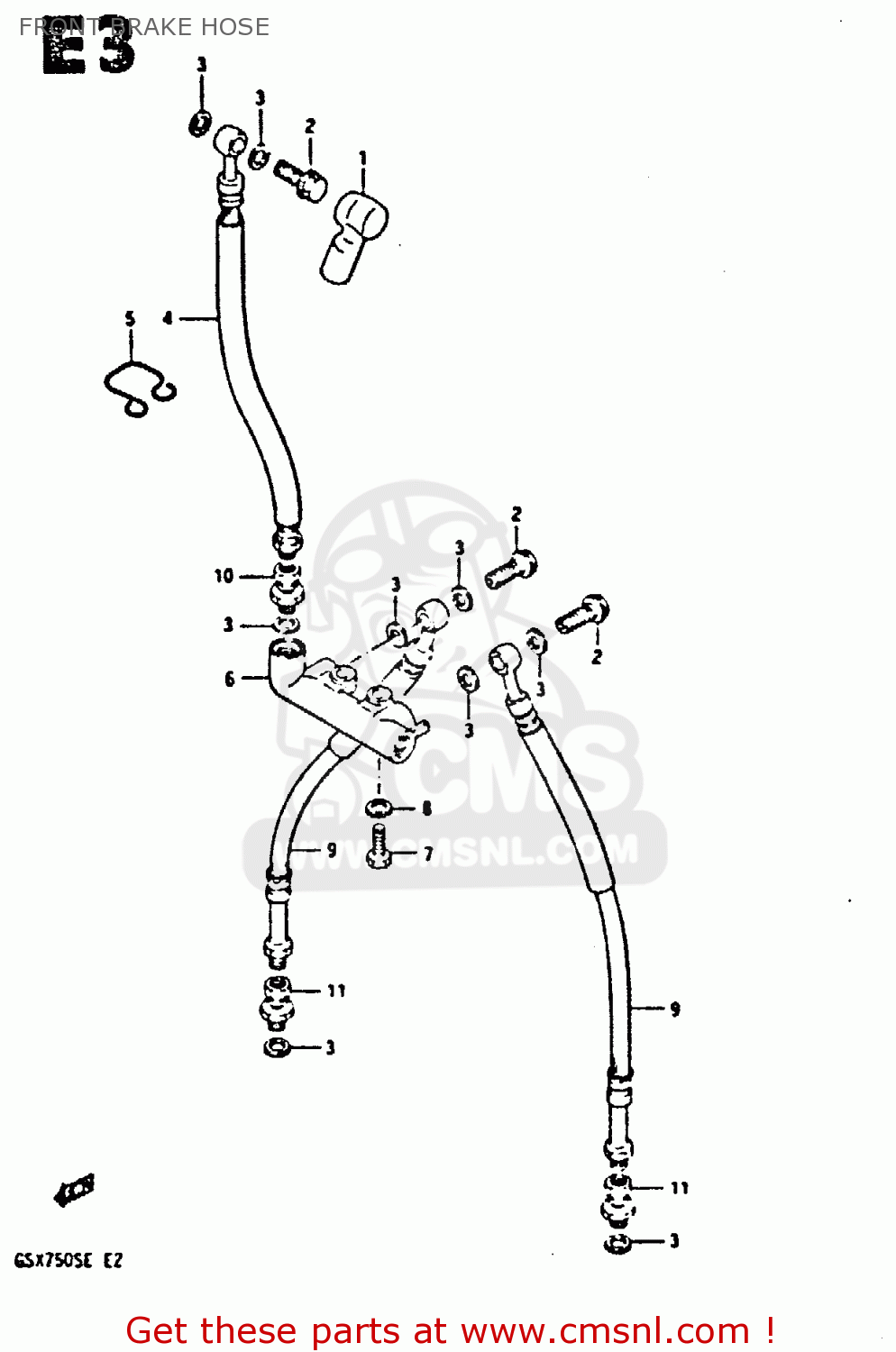 FRONT BRAKE HOSE GSX750S 1984 (E) UNITED KINGDOM (E02)