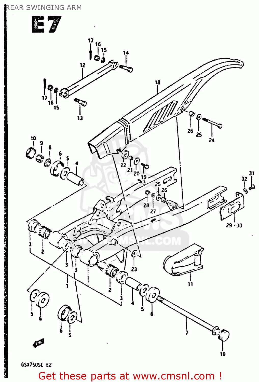 REAR SWINGING ARM GSX750S 1984 (E) UNITED KINGDOM (E02)