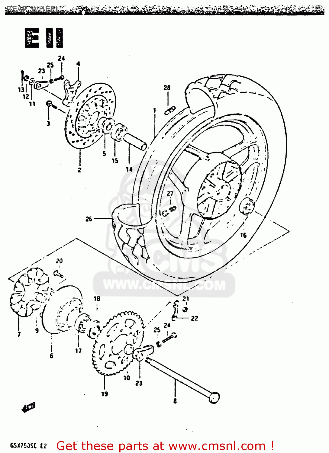 REAR WHEEL GSX750S 1984 (E) UNITED KINGDOM (E02)