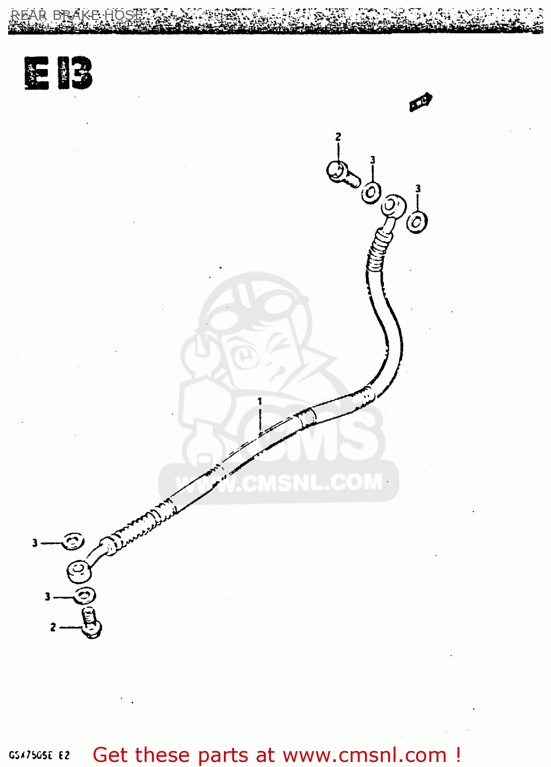 REAR BRAKE HOSE GSX750S 1984 (E) UNITED KINGDOM (E02)