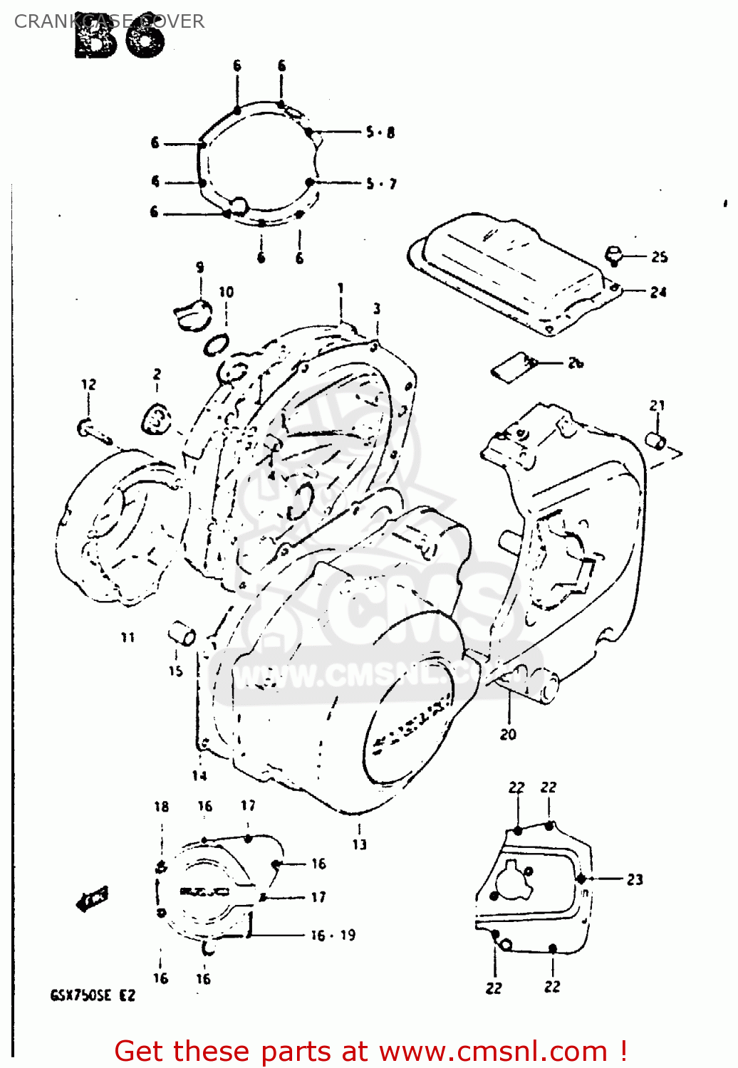 CRANKCASE COVER GSX750S 1984 (E) UNITED KINGDOM (E02)