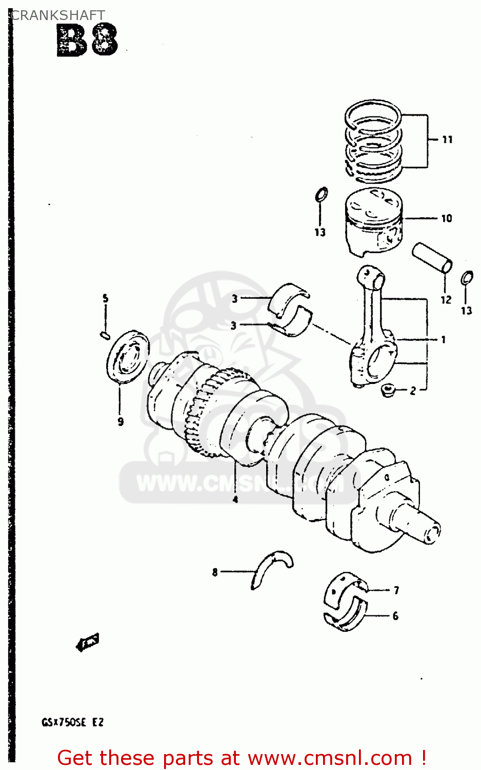 CRANKSHAFT GSX750S 1984 (E) UNITED KINGDOM (E02)