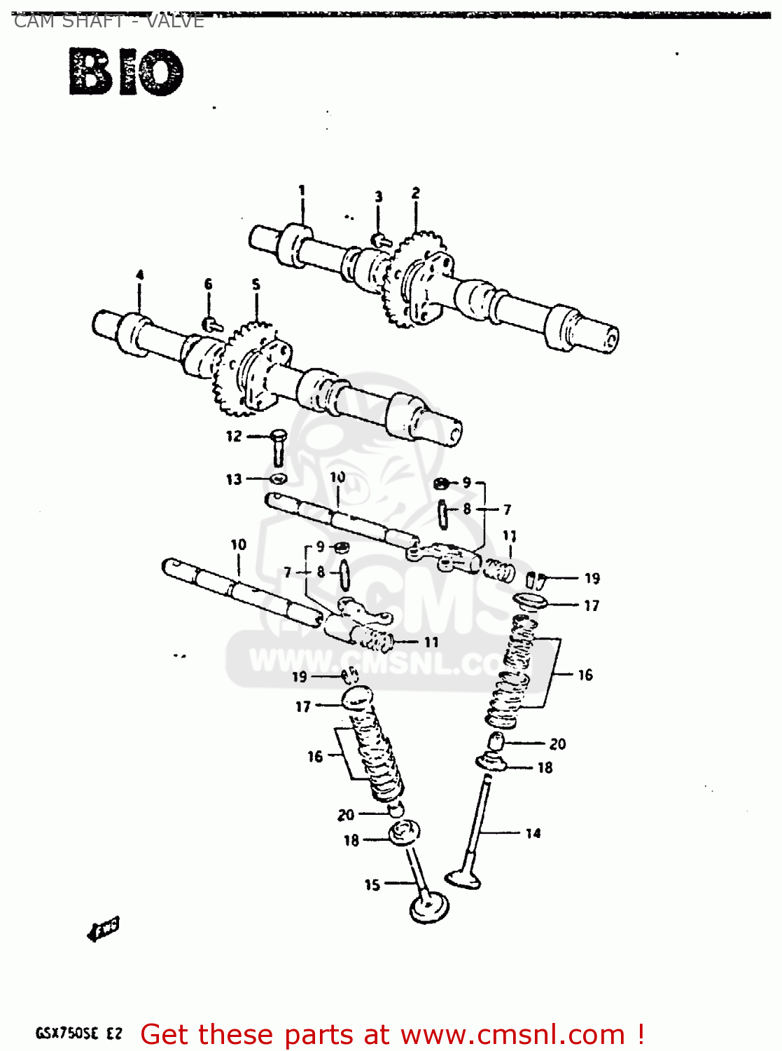 CAM SHAFT - VALVE GSX750S 1984 (E) UNITED KINGDOM (E02)