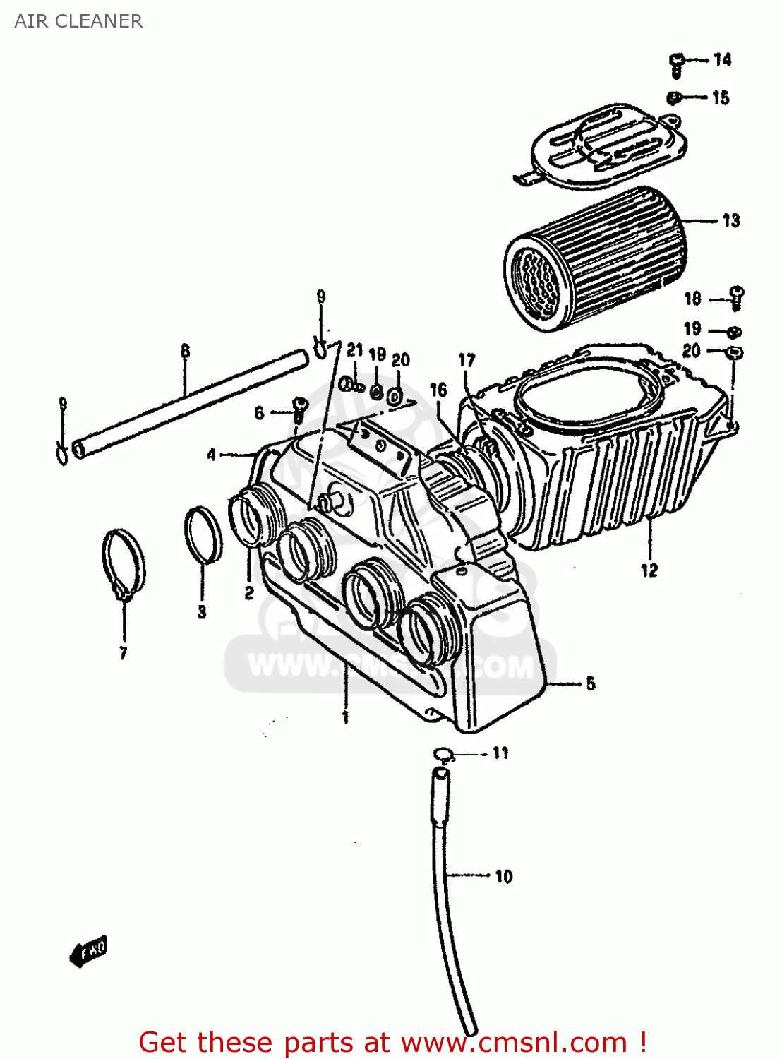 AIR CLEANER GSX750S KATANA 1982 (Z) 1 2 4 6 15 16 17 18 21 22 24 25 26 30 39