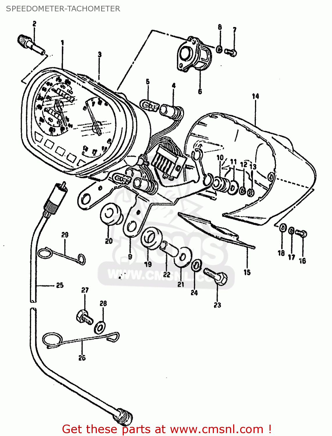 SPEEDOMETER-TACHOMETER GSX750S KATANA 1982 (Z) 1 2 4 6 15 16 17 18 21 22 24 25 26 30 39