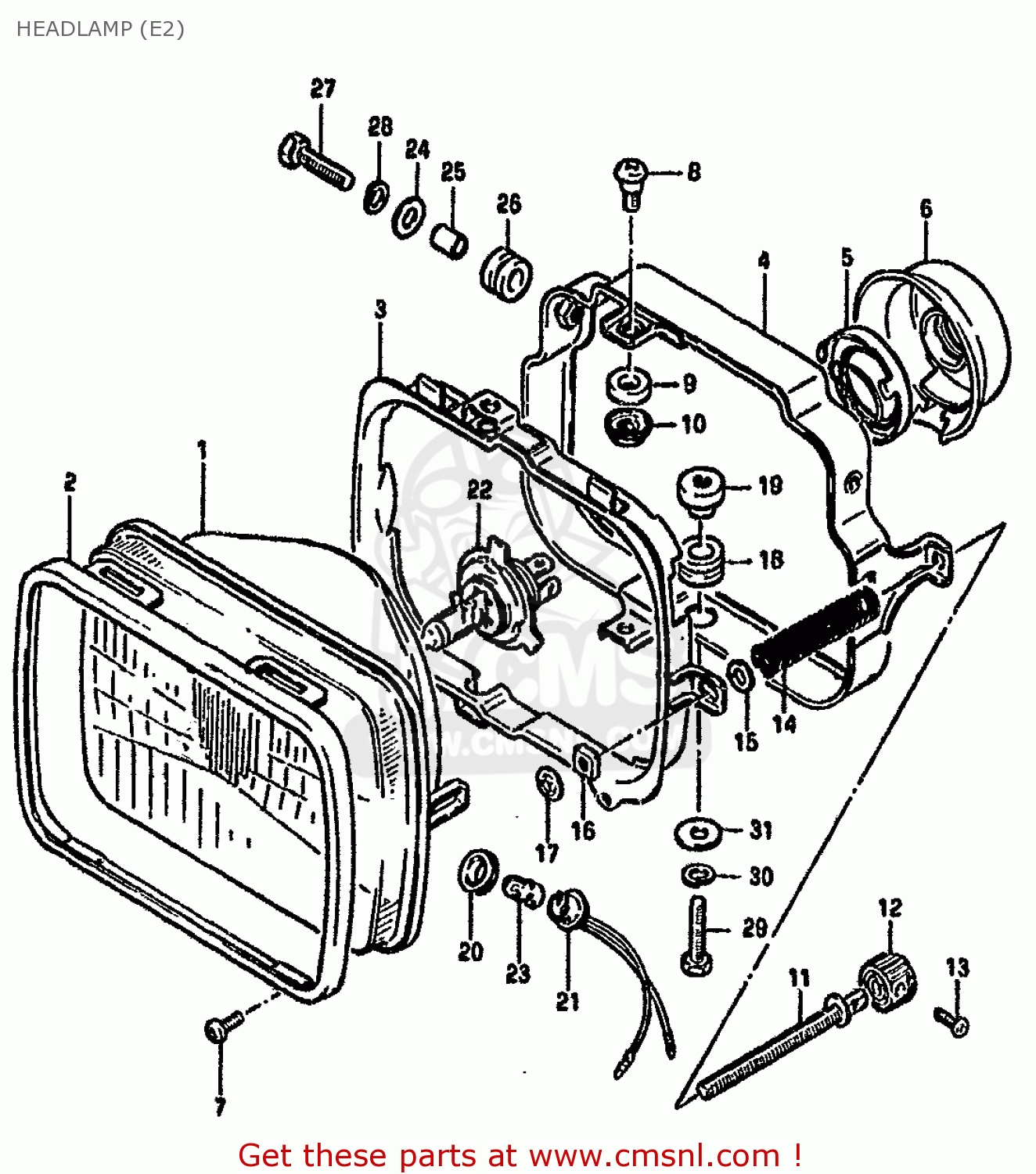 HEADLAMP (E2) GSX750S KATANA 1982 (Z) 1 2 4 6 15 16 17 18 21 22 24 25 26 30 39