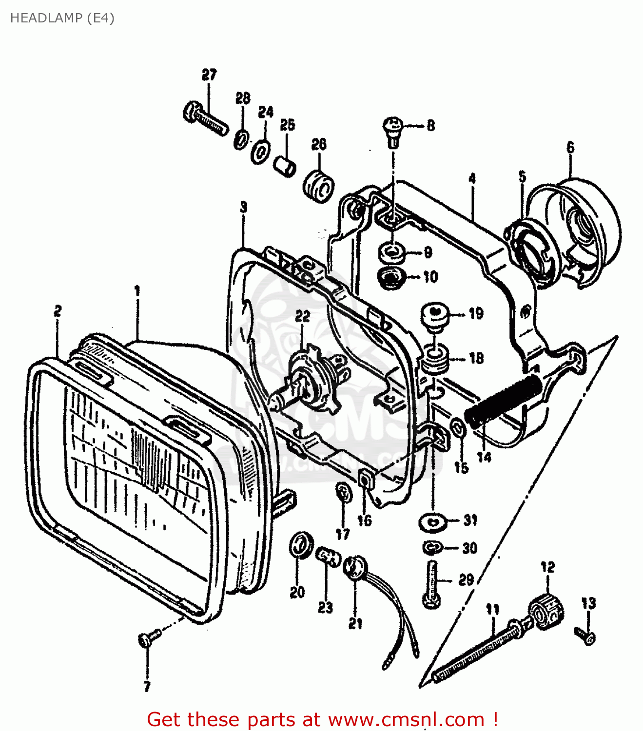 HEADLAMP (E4) GSX750S KATANA 1982 (Z) 1 2 4 6 15 16 17 18 21 22 24 25 26 30 39