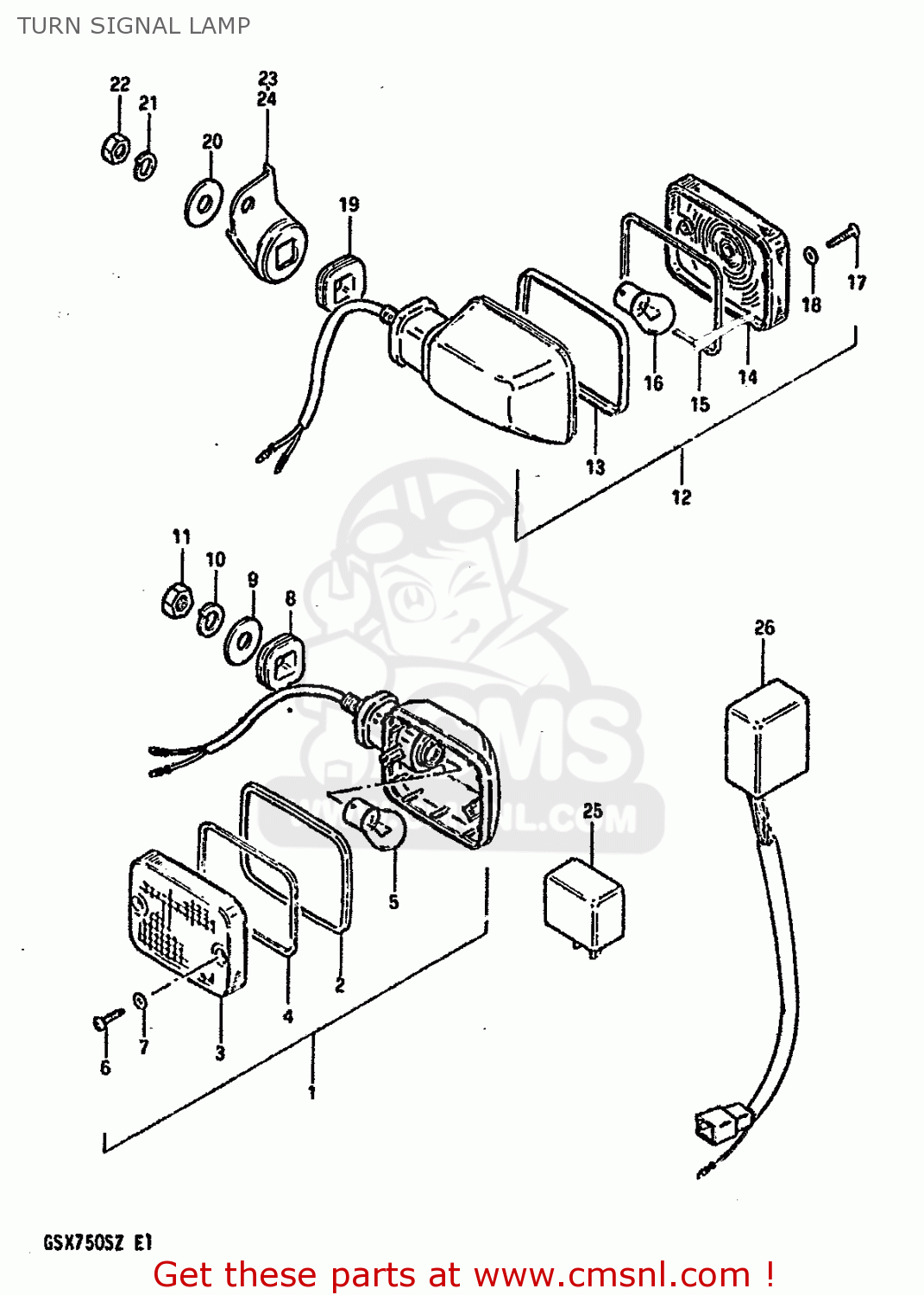 TURN SIGNAL LAMP GSX750S KATANA 1982 (Z) 1 2 4 6 15 16 17 18 21 22 24 25 26 30 39