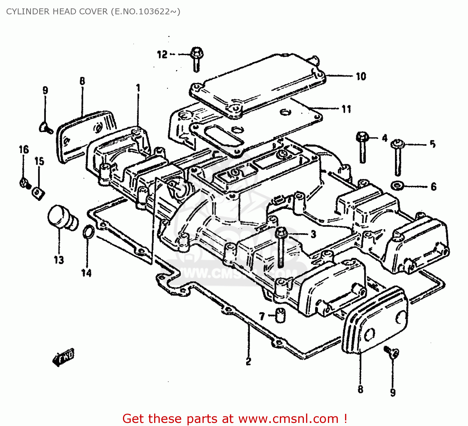 CYLINDER HEAD COVER (E.NO.103622~) GSX750S KATANA 1982 (Z) 1 2 4 6 15 16 17 18 21 22 24 25 26 30 39