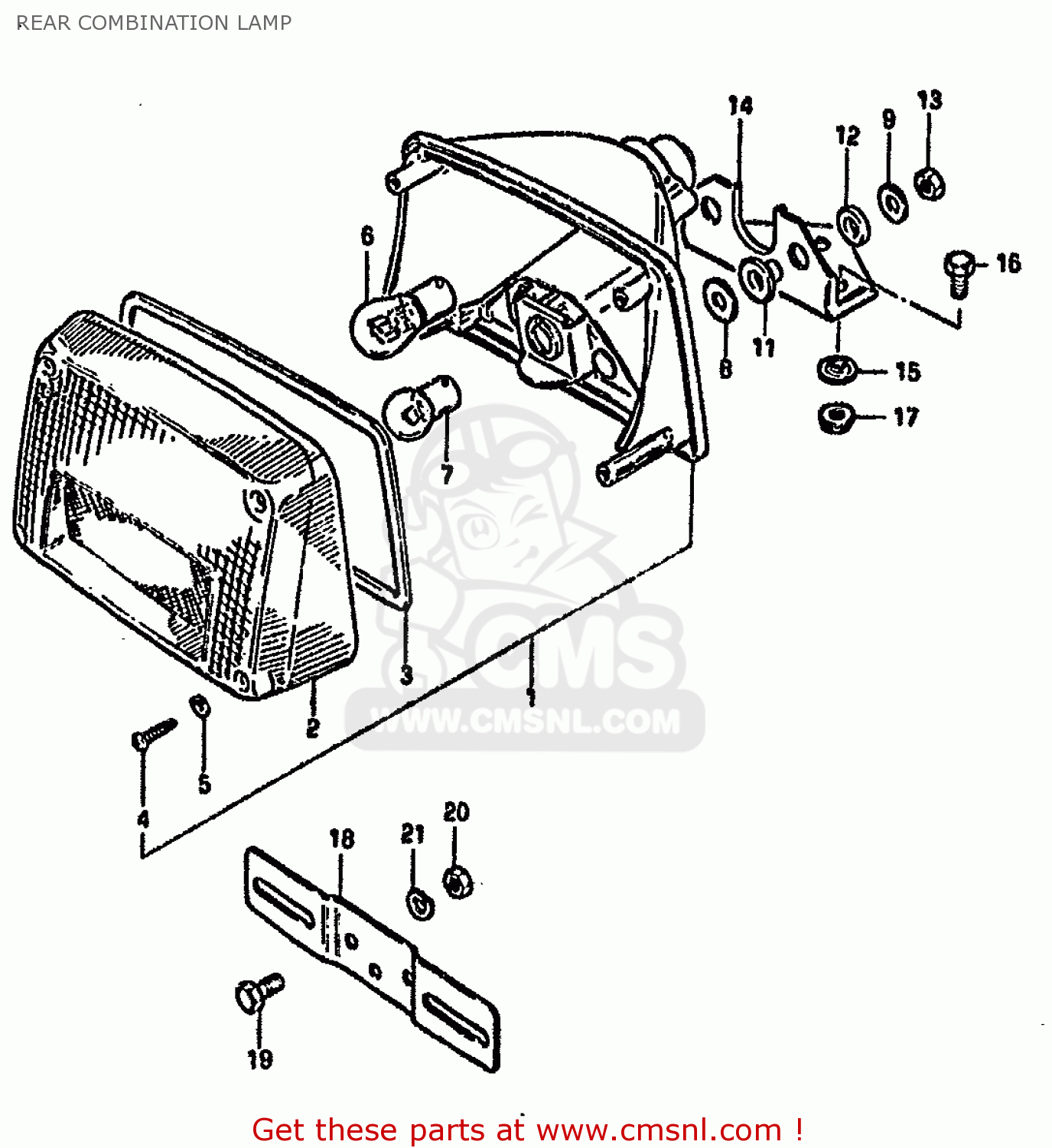 REAR COMBINATION LAMP GSX750S KATANA 1982 (Z) 1 2 4 6 15 16 17 18 21 22 24 25 26 30 39