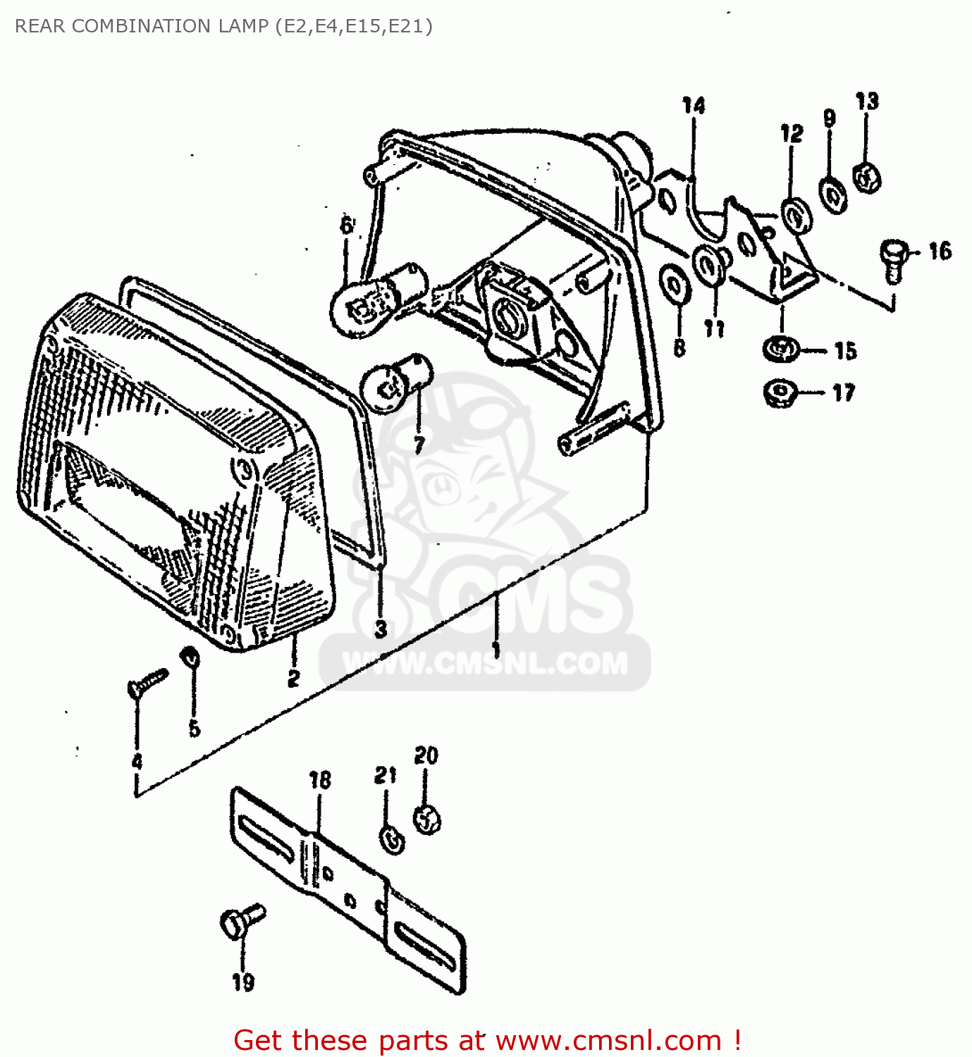 REAR COMBINATION LAMP (E2,E4,E15,E21) GSX750S KATANA 1982 (Z) 1 2 4 6 15 16 17 18 21 22 24 25 26 30 39