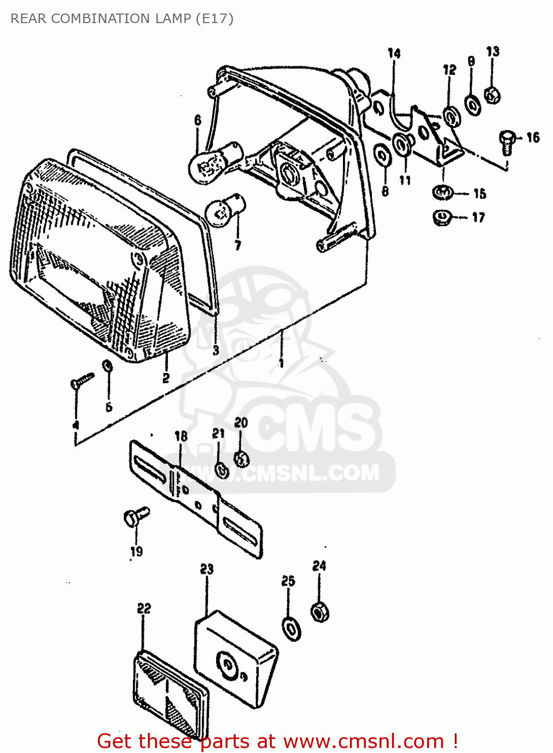 REAR COMBINATION LAMP (E17) GSX750S KATANA 1982 (Z) 1 2 4 6 15 16 17 18 21 22 24 25 26 30 39
