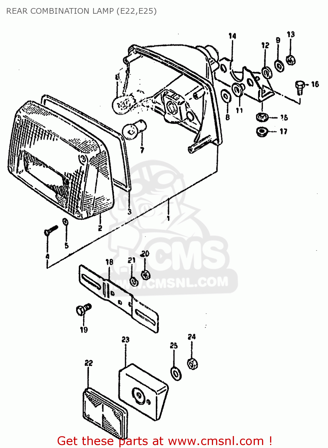 REAR COMBINATION LAMP (E22,E25) GSX750S KATANA 1982 (Z) 1 2 4 6 15 16 17 18 21 22 24 25 26 30 39