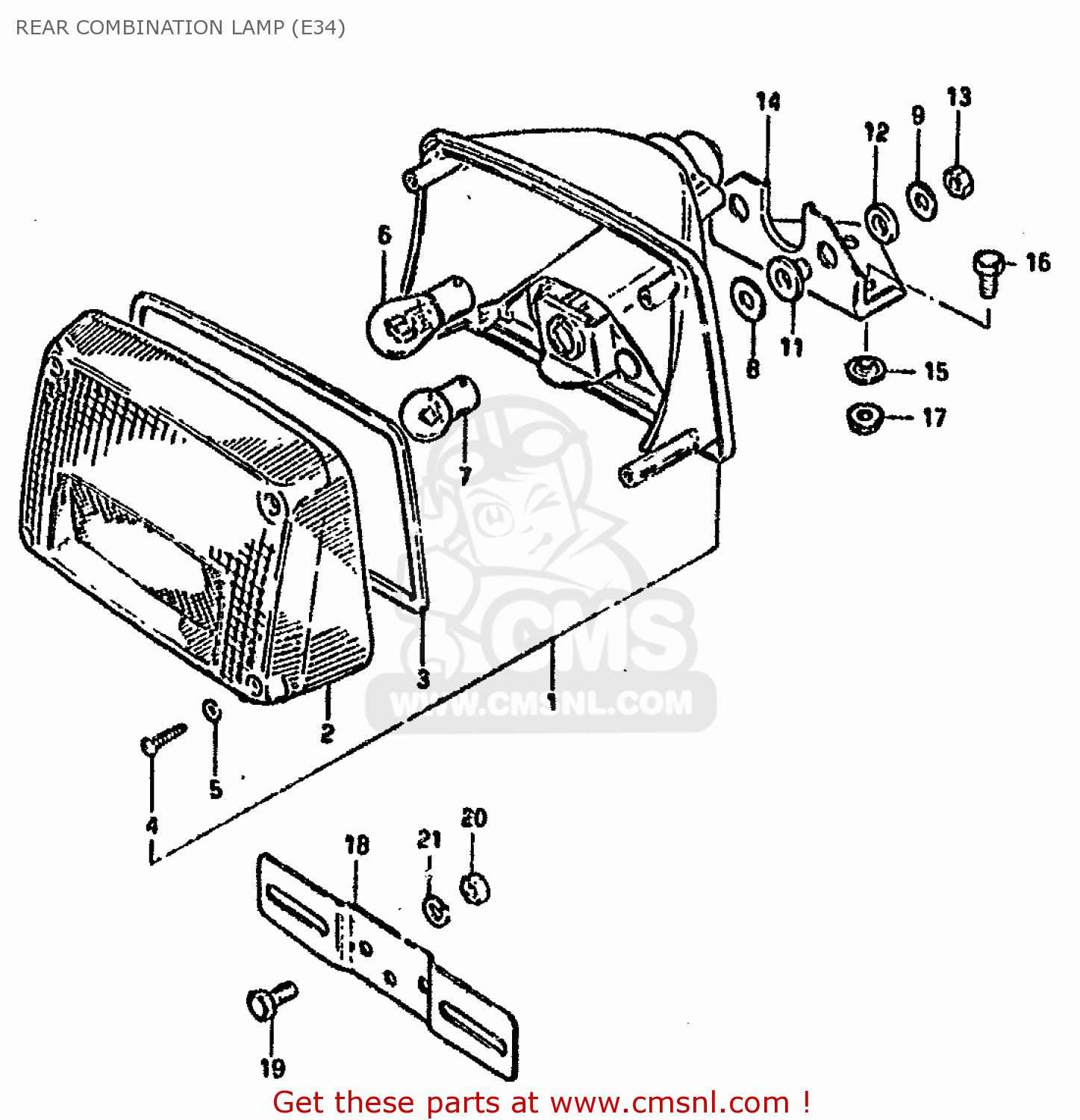REAR COMBINATION LAMP (E34) GSX750S KATANA 1982 (Z) 1 2 4 6 15 16 17 18 21 22 24 25 26 30 39