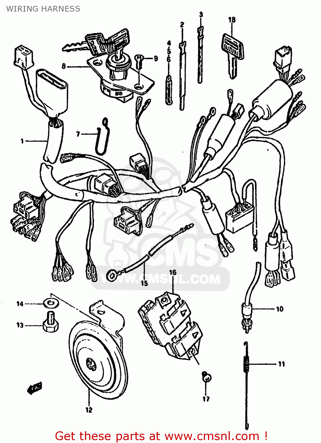 WIRING HARNESS GSX750S KATANA 1982 (Z) 1 2 4 6 15 16 17 18 21 22 24 25 26 30 39