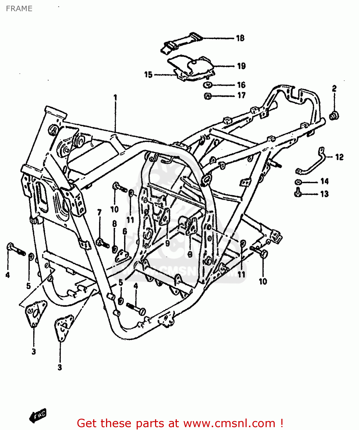 FRAME GSX750S KATANA 1982 (Z) 1 2 4 6 15 16 17 18 21 22 24 25 26 30 39