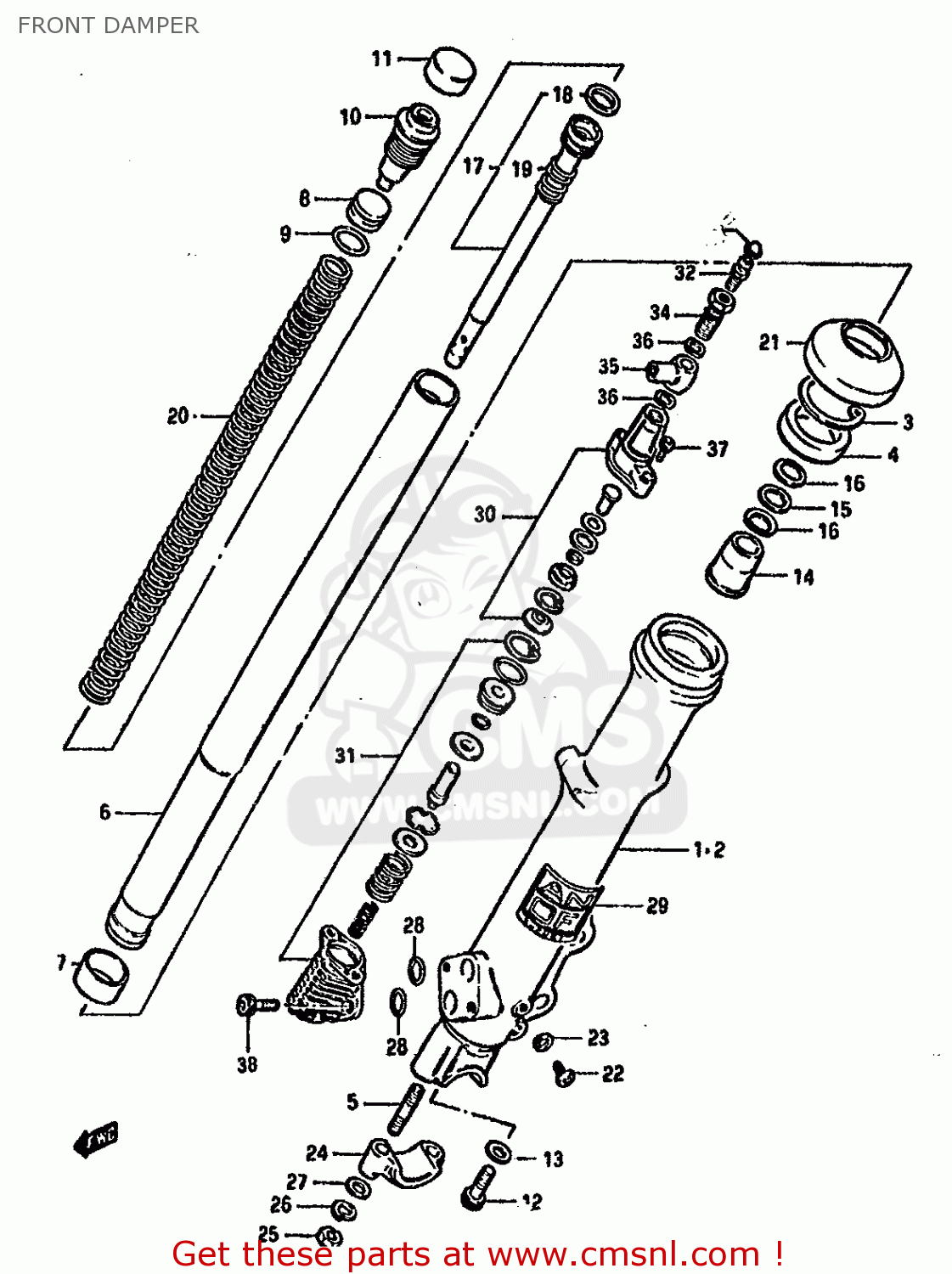 FRONT DAMPER GSX750S KATANA 1982 (Z) 1 2 4 6 15 16 17 18 21 22 24 25 26 30 39