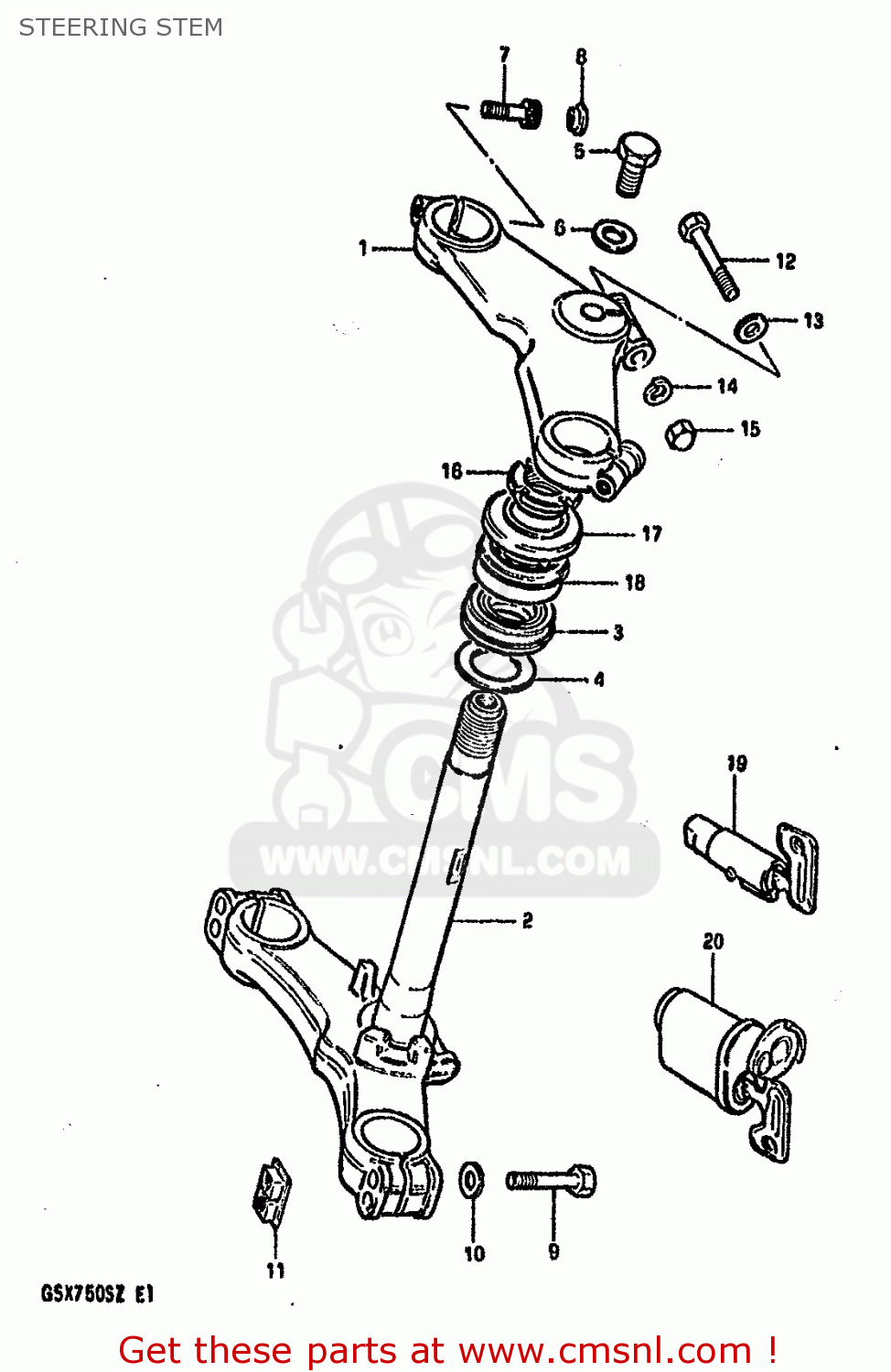 STEERING STEM GSX750S KATANA 1982 (Z) 1 2 4 6 15 16 17 18 21 22 24 25 26 30 39