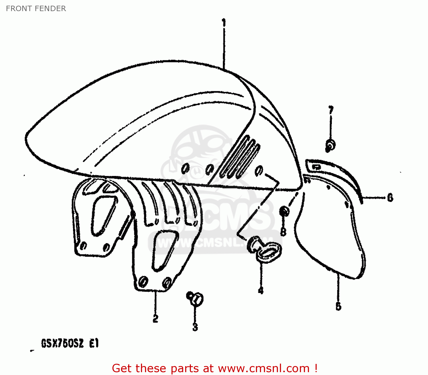 FRONT FENDER GSX750S KATANA 1982 (Z) 1 2 4 6 15 16 17 18 21 22 24 25 26 30 39