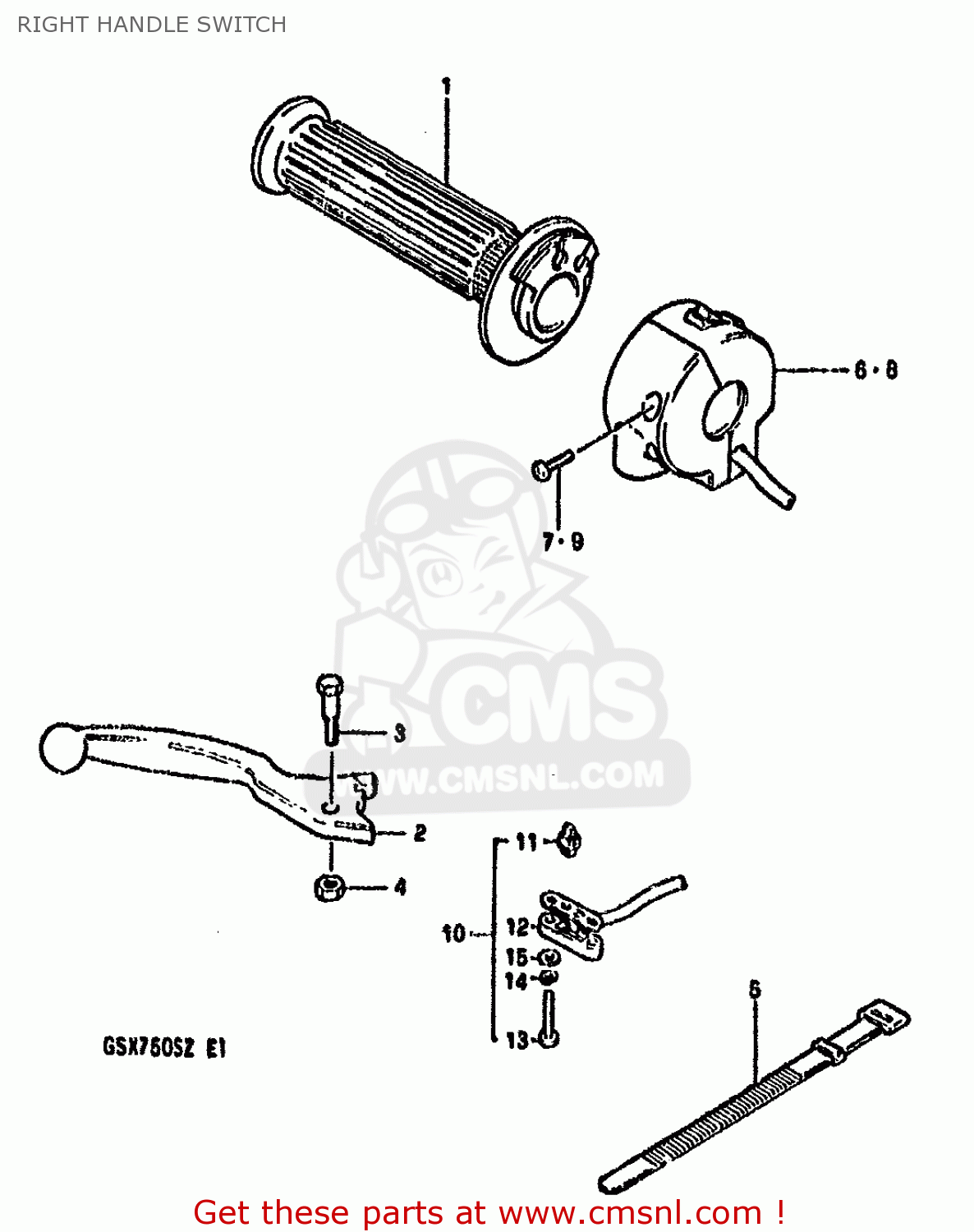 RIGHT HANDLE SWITCH GSX750S KATANA 1982 (Z) 1 2 4 6 15 16 17 18 21 22 24 25 26 30 39